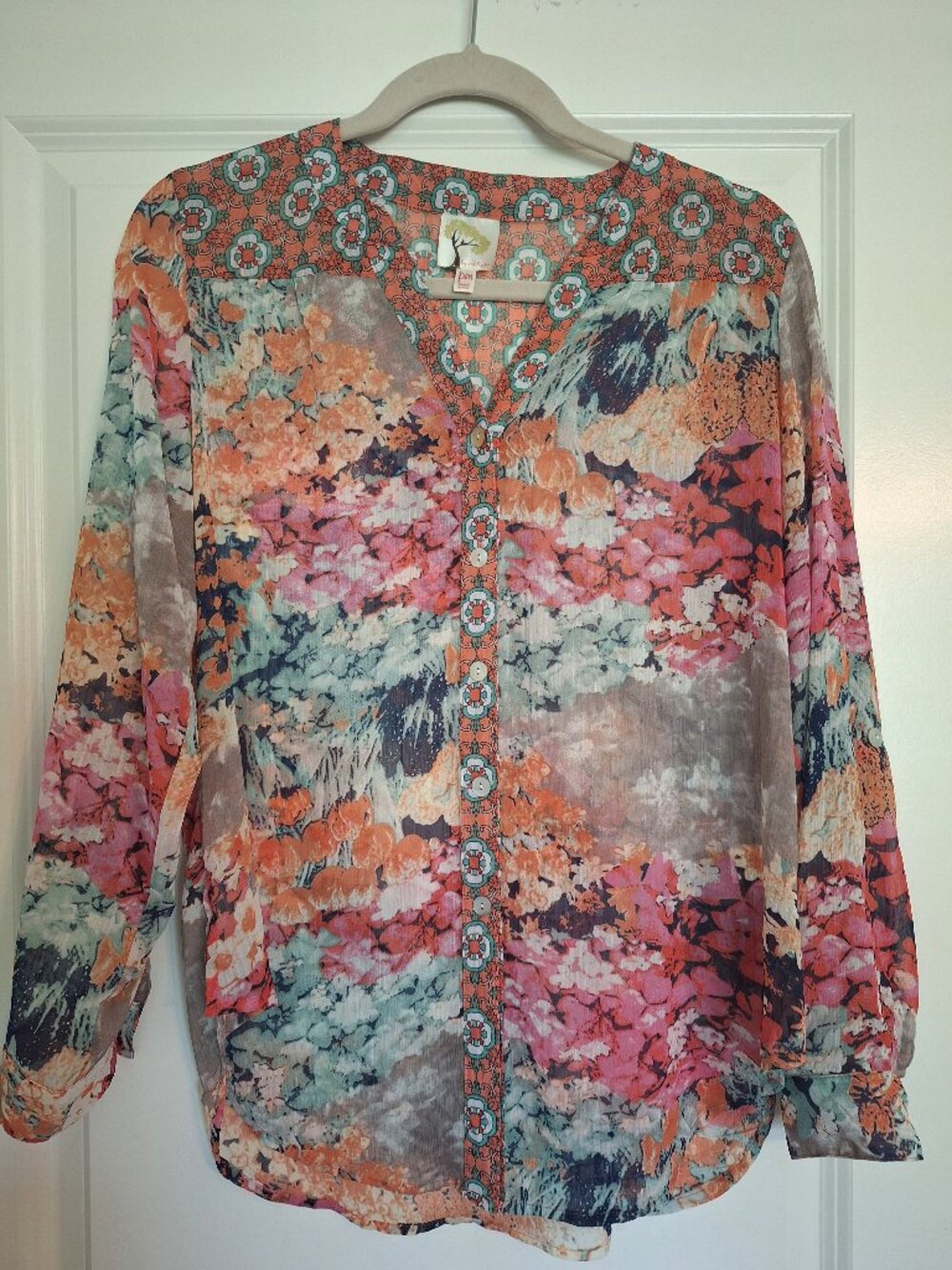 Fig & Flower Bohemian print sheer blouse PM